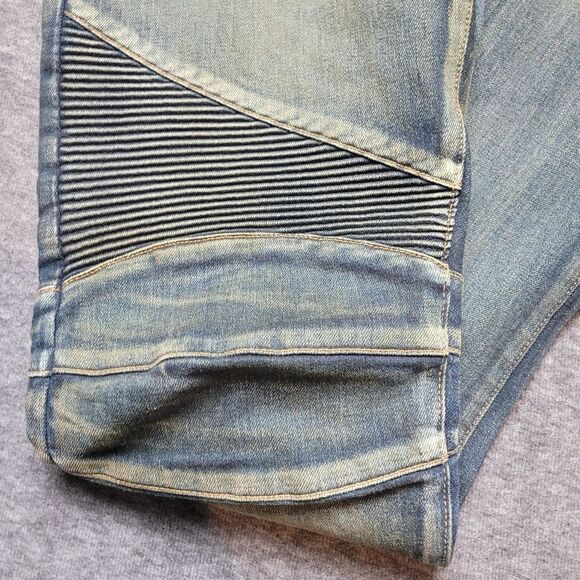 Rare Balmain Paris Men's Biker Moto Jeans Size 32 Blue 100% Authentic - Picture 4 of 16